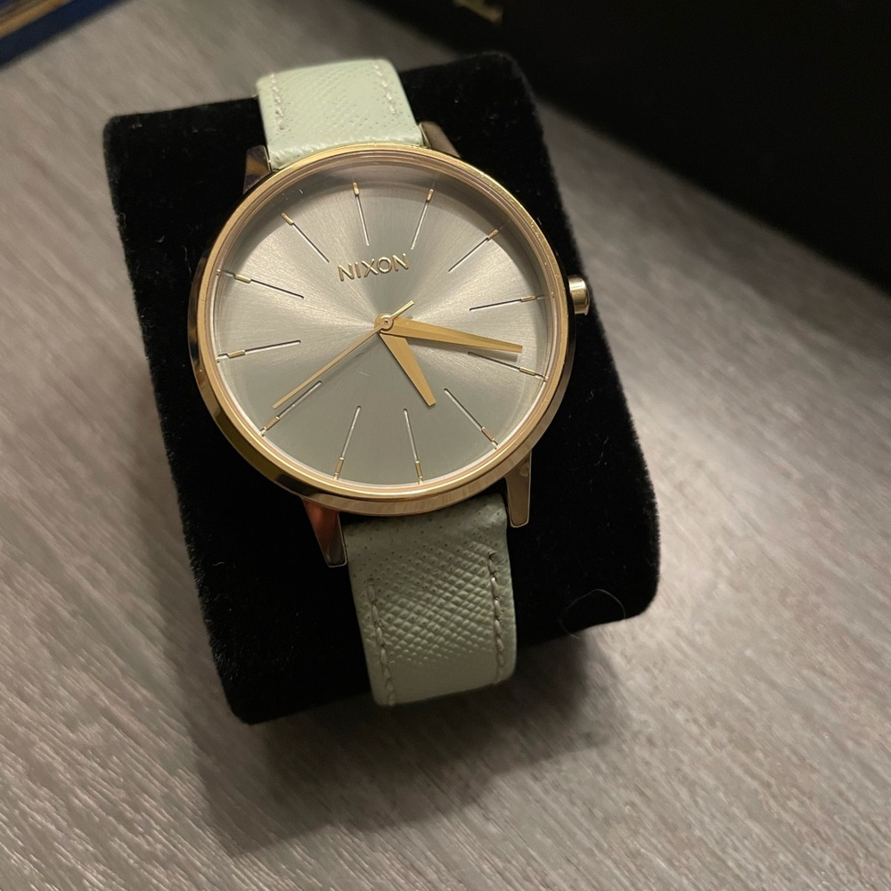 Nixon Kensington Leather Watch - Blue & Gold